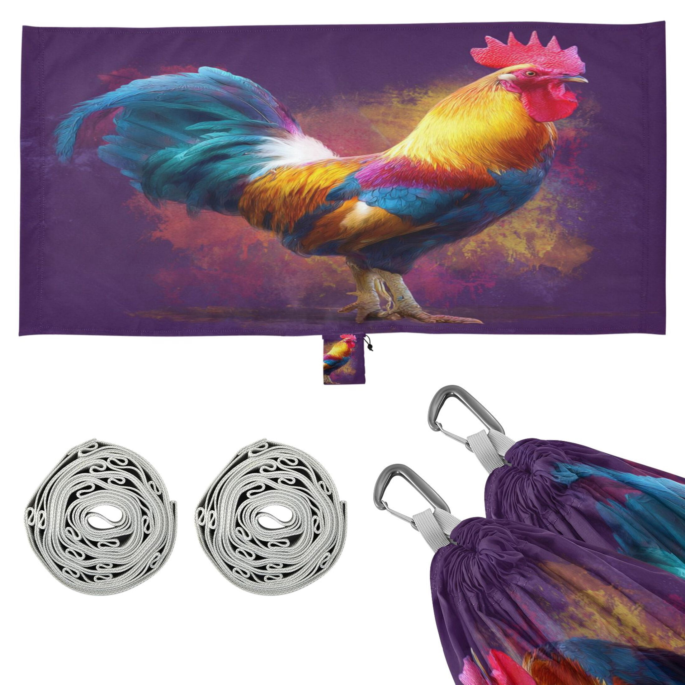 Hanging Hammock Portable Travel Camping For Outdooor Beach Camping Hiking A Colorful Rooster