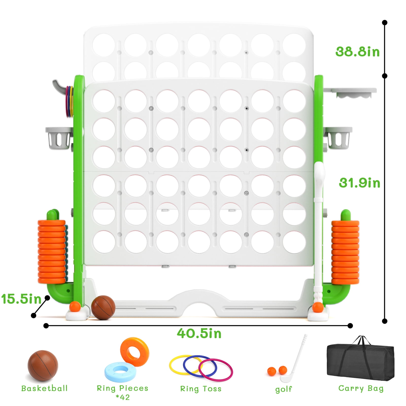 KORIMEFA Jumbo 4-to-Score Giant Game Set W/Storage Carrying Bag for Kids Adult Outdoor Holiday Party Family yard Game, Green