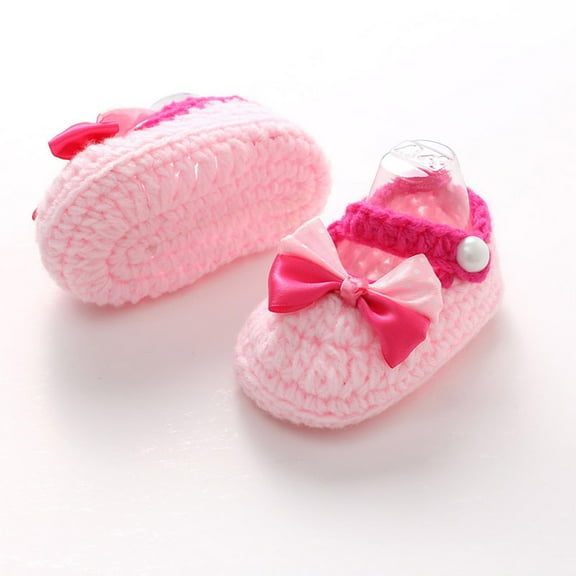 TJAZFJPA Toddler Tennis Shoes Baby Girls Crochet Handmade Knit Shoes Toddler Dress Shoes Newborn Shoes for Girls Black