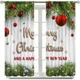 thumbnail image 3 of Merry Christmas Curtains, Rustic Xmas Balls Green Pine Leaves Wood Plank Winter Happy New Year Christmas Theme Drapes for Living Room Bedroom Kitchen, 84x84 Inch, 3 of 7