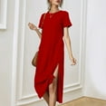 thumbnail image 2 of Kmdttou Women's Summer FashionLoose Short Sleeve Round Neck Solid Color Dress,Chic Day Dresses for Ladies Summer Wear, 2 of 4