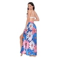 thumbnail image 3 of FORMRS Womens Long Sarong Beach Wrap Semi-Sheer Bikini Skirt Bathing Swimsuit Cover Up, Pink Flowers Pattern, 3 of 7