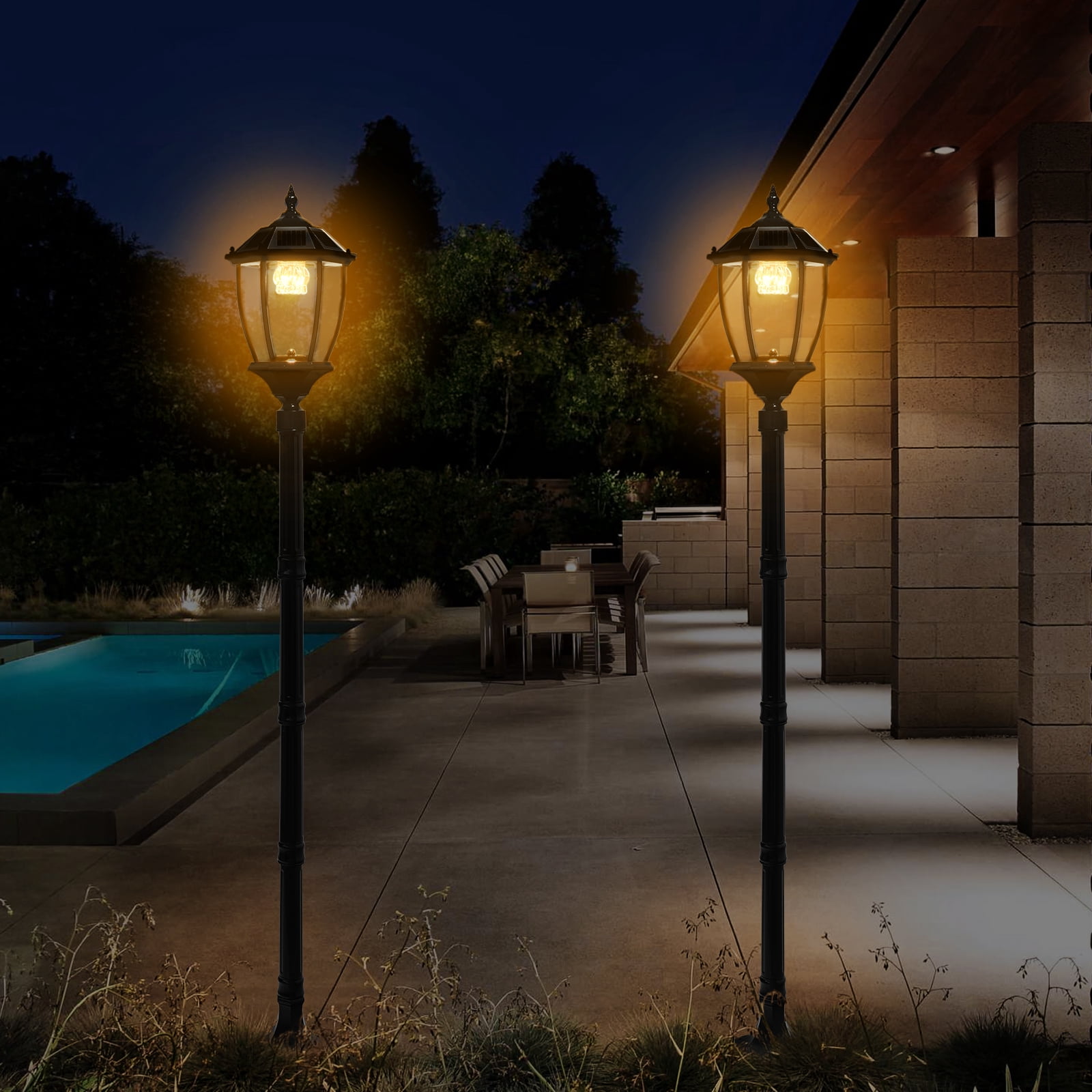 bokifol 70" Solar Lamp Post Light,Solar Light Posts for Outside Waterproof,Outdoor Lamps for Patio,Backyard,Front Porch Decor,Warm White,Replaceable Bulb