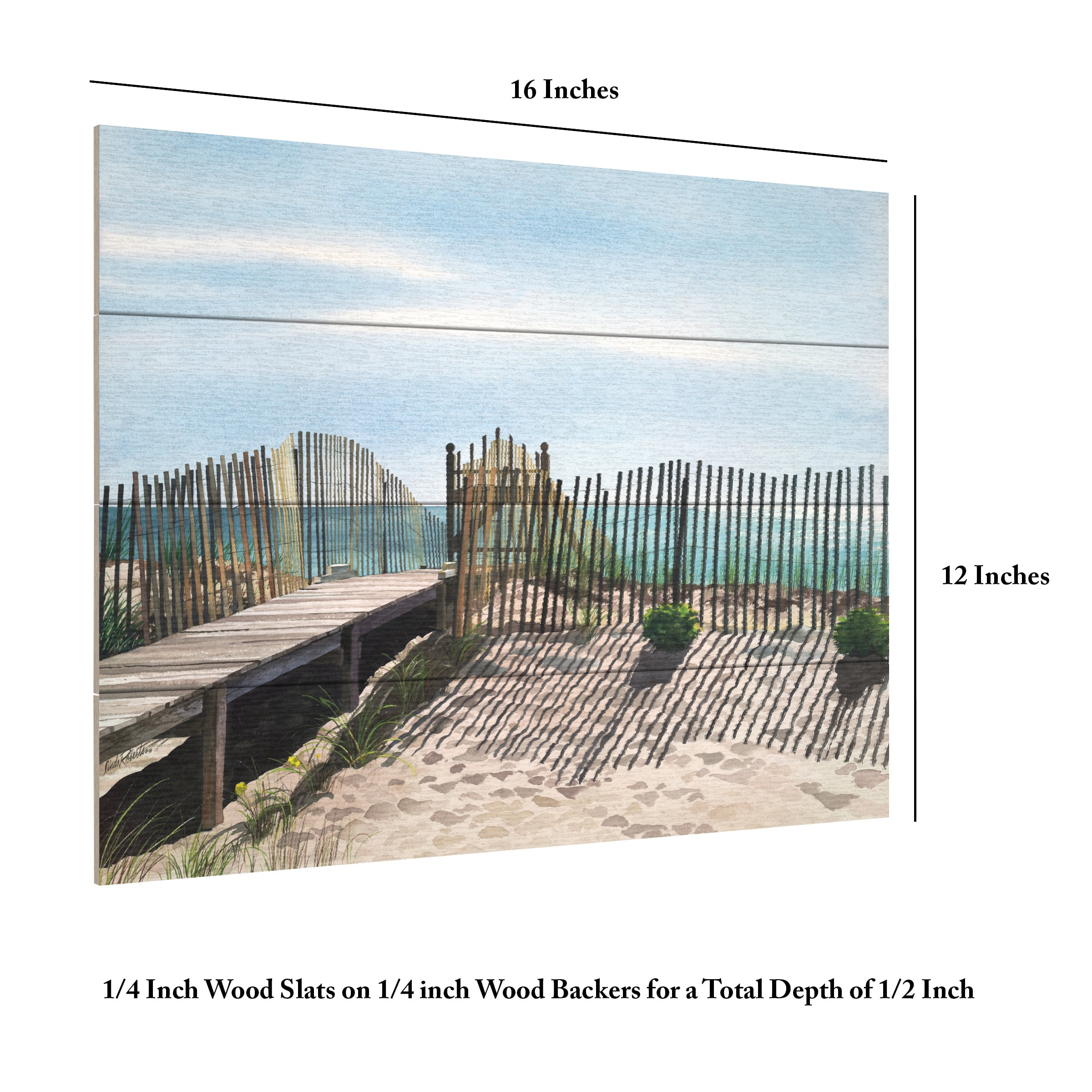 Linda Roberts 'Seagate' Wood Slat Art 12x16