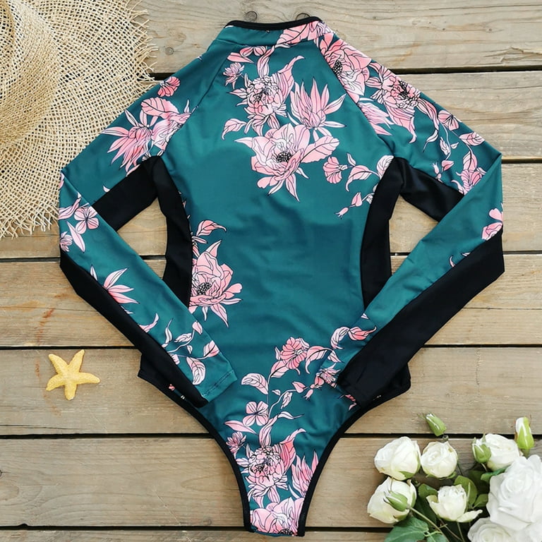 CharMo Women's One Piece Rash Guard Swimsuit with Zip Front CharMo Women's One Piece Rash Guard Swimsuit with Zip Front