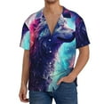 thumbnail image 1 of Fotbe Starry Multicolored Wolf Camisa Estampada de Manga Corta para Hombre, Casual de Verano, Estilo Playero, Sin Arrugas-Small, 1 of 5