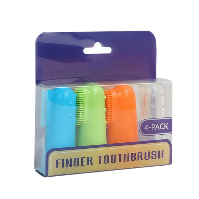 4Pieces Handhold Pet Finger Toothbrush Small Head Toothbrush Dogs Brush Bad Breath Teeth Care Tool Dog Finger Brushes for Small Dogs Dog Fingerbrushes Toothbrush