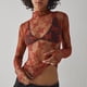 thumbnail image 3 of MKLEKYY Camisetas Para Mujer Blusa De Malla De Manga Larga Con Capas Para Mujer, Cuello Alto, Bordado Floral, Transparente, 1065 Talla XL, 3 of 3