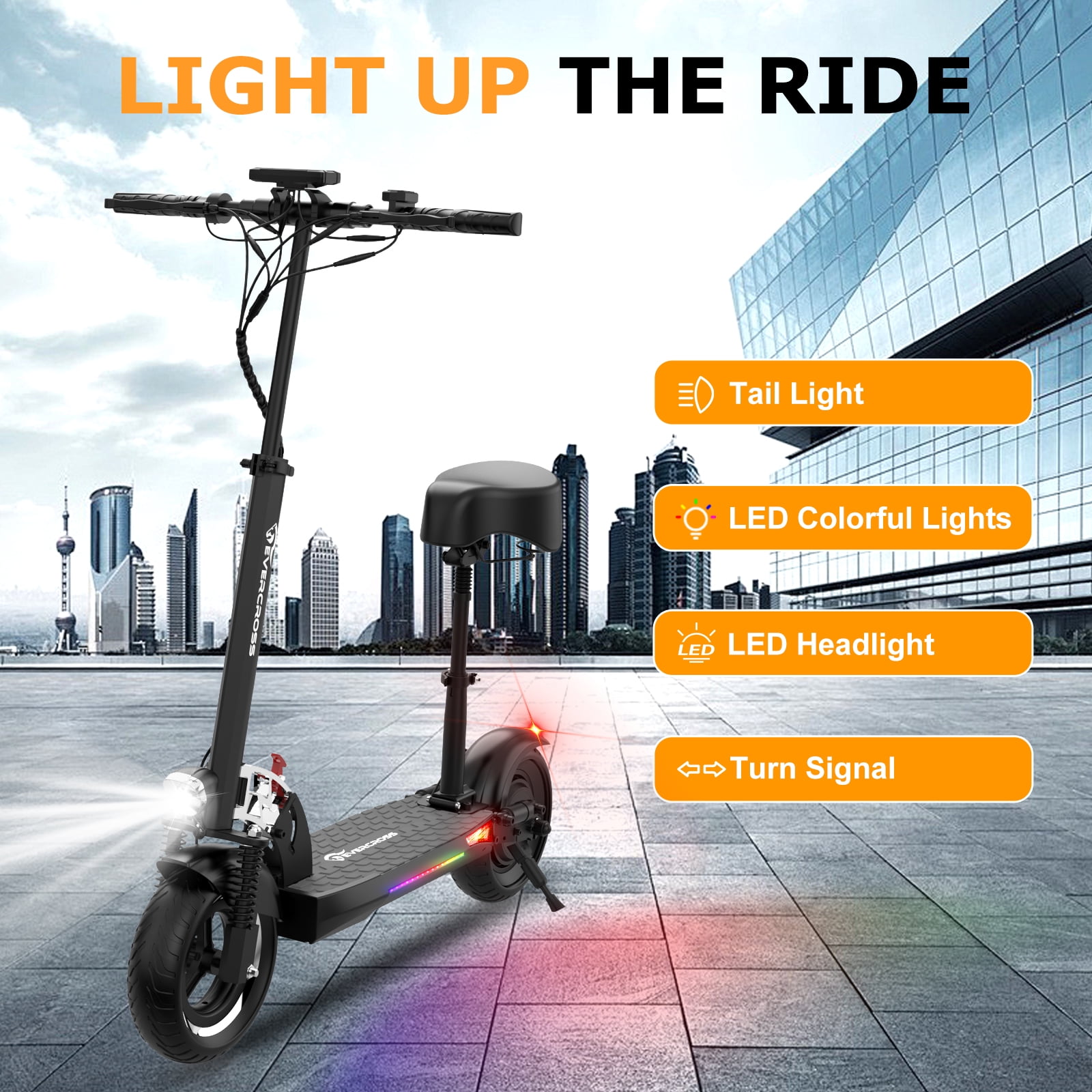 Iraq EVERCROSS Electric Scooter with 10 Solid Tires, 800W | Ubuy