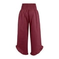 thumbnail image 5 of Flowy Beach Pant Lightweight Summer Resort Wear Black Linen Pants Women Linen Palazzo Pants for Women Vacation Beachy Travel Pant Casual Gauze Crop Trousers Plus Size Ruffle Hem Wide Leg Trousers, 5 of 5