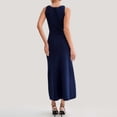 thumbnail image 6 of jtjvou Womens Elegant Dress Knit Sleeveless Summer Button Bodycon Office Work Business Casual Solid Dresses Navy S, 6 of 6