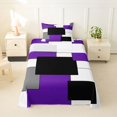 thumbnail image 2 of Castle Fairy Abstract Layered Rectangle Twin Sheets 3pcs,Geometric Square Frame Bedding,Violet Gray Black White,1 Flat Sheet, 1 Fitted Sheet and 1 Pillowcase, 2 of 7