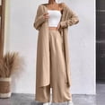 thumbnail image 2 of Women's Solid Color Turndown Button Long Sleeve Elastic Waist Loose Pants Sets Women 2 Piece Outfits S-176 Khaki M, 2 of 7