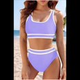 thumbnail image 4 of Conjuntos de Bikini para Mujer, Trajes de Baño Deportivos de Dos Piezas, Trajes de Baño de Corte Alto con Bloques de Color, , L, 4 of 5