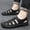 Gray, variant on Vintage Handmade Woven Leather Closed Toe Sandals Anti-Collision Toe Cap Shock Absorbing Summer Walking Shoes