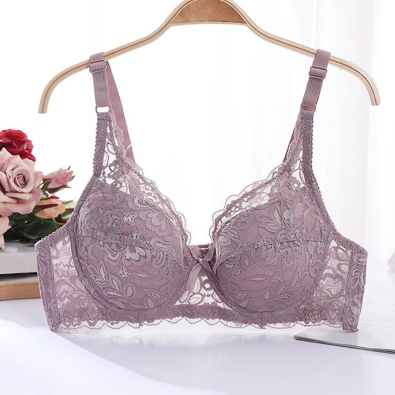 Quinlirra Women's Sexy Oversized Bra Ultra Thin Without Sponge Lingerie And  Sexy Lace Large Chest Appears Smaller Purple Size XXL 95C - Walmart.com
