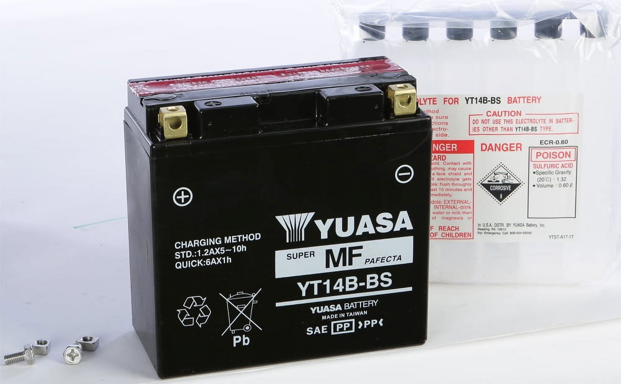Yuasa AGM Maintenance-Free Battery YT14B-BS for Motorcycle 