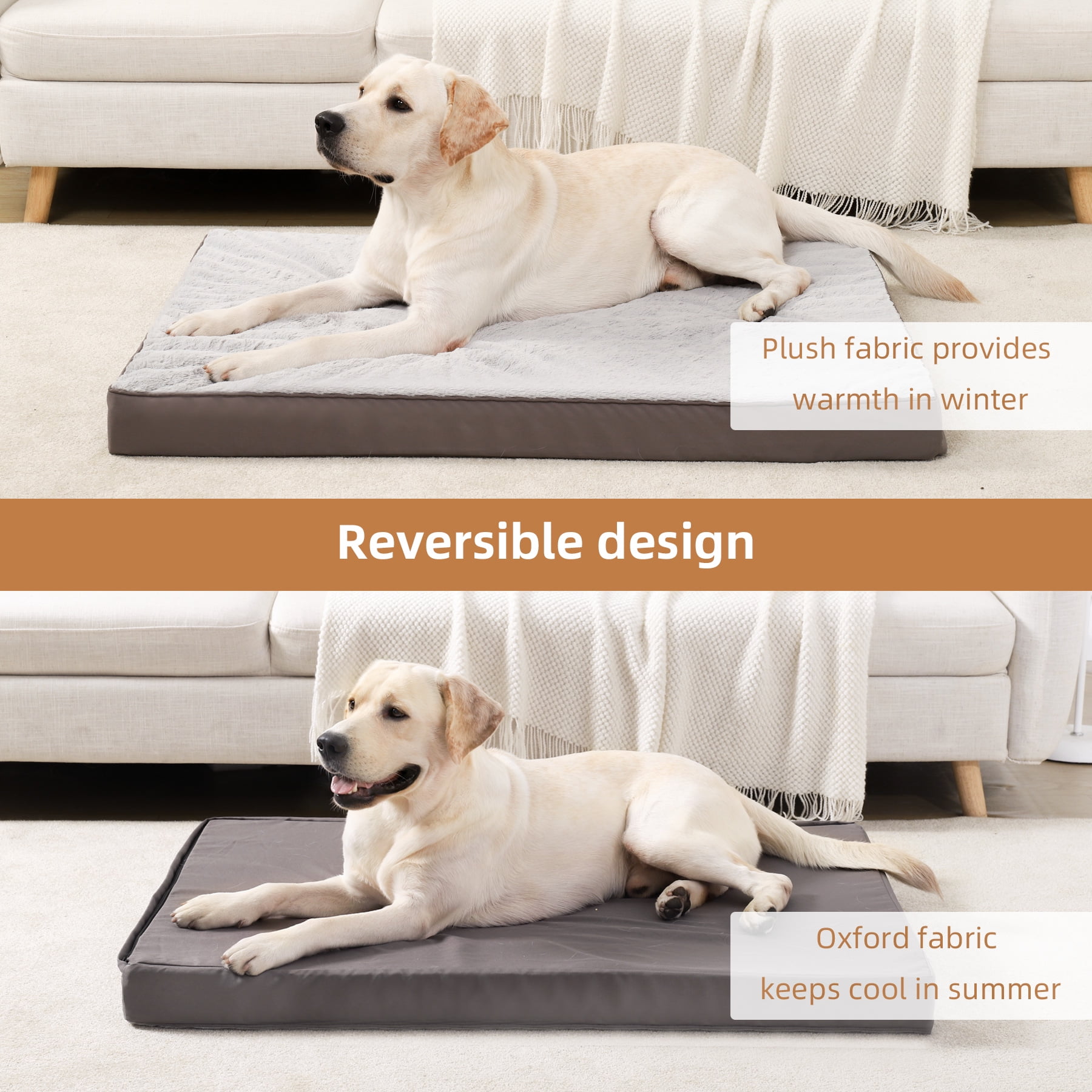 Waterproof 36" Dog Bed for Large Dogs with Washable Removable Cover,Pet Kennel Pad for Crates
