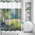 thumbnail image 2 of No Hook Shower Curtain, Spring Daisy Flowers Shower Curtains for Bathroom with See Through Top Window, Green Tree Leaves Forest Natural Scenery Waterproof & Washable Bath Curtain Extra Long 72"x96", 2 of 9