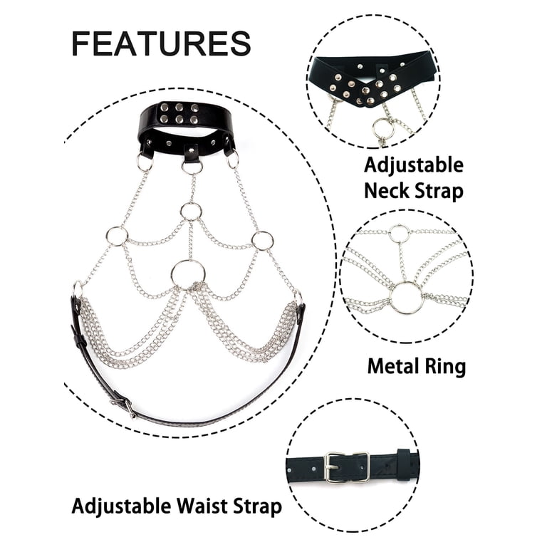 Red Women's Punk Carnival Body Sling Bra - Gothic Dance Adjustable Harness Bra For Parties & Festivals