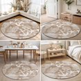 thumbnail image 4 of Round Rugs 4Ft, Brown Anchor Nautical Round Area Rug Washable Indoor Throw Carpet, Coastal Beach Coral Starfish Soft Non Slip Circle Rug for Kitchen Nursery Room Home Decor Aesthetic, 4 of 8