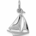 thumbnail image 1 of 10K White Gold Solid Polished 3-Dimensional Sailboat Charm (19 X 12) Made In United States -Jewelry By Sweet Pea, 1 of 5