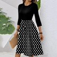 thumbnail image 4 of WTOBBY Women's Stylish Floral Print Waistband Round Neck 3/4 Sleeve Dress, Flowy Midi Sundress with Casual Elegance for Summer,Black L, 4 of 5