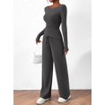 thumbnail image 4 of Conjuntos de Dos Piezas para Mujer: Camiseta Asimétrica de Larga, Pantalones Anchos y Chándal Informal. Gris Oscuro XS, 4 of 10
