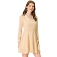 thumbnail image 1 of Allegra K Femmes Peter Pan Col Suisse Points à Manches Longues Rétro Mini Robe, 1 of 5