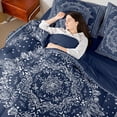 thumbnail image 4 of Manfei Boho Exotic Style 7-Piece Twin Bedding Sets,Retro Victorian Floral Bedding Comforter Set,White Blue Sheet Sets For Adults,Microfiber Bedroom Decor Reversible, 4 of 8
