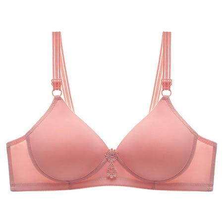 Yyeselk Sports Bras for Women Wireless Comfort Full Support Daily Bras Lift No Underwire Bra Push Up Adjustable Breathable Everyday T-Shirts Bra Pink M