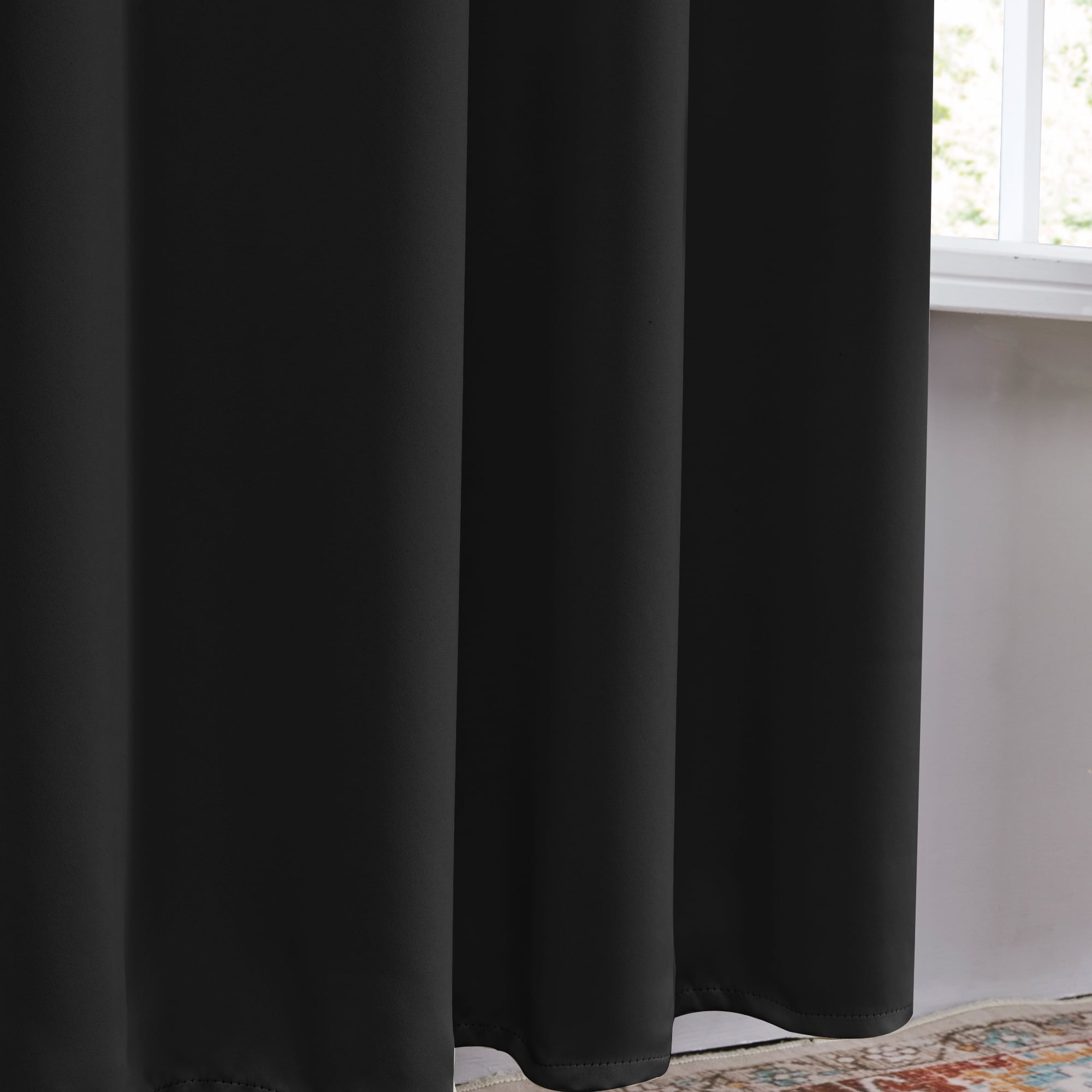 ZOPZO Blackout Curtains Thermal Insulated, Black, 42W x 63L Inch, Window Treatment Drapes for Living Room or Bedroom Decor, 2 Panels
