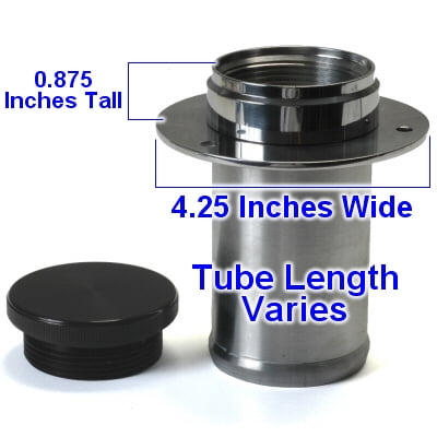 Straight Neck Aluminum Remote Fuel Filler With Billet Aluminum Cap For 3 Inch Hose