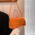 thumbnail image 4 of Spring new fashion one-shoulder underarm bag small fashion bag PU underarm bag-orange-red, 4 of 5