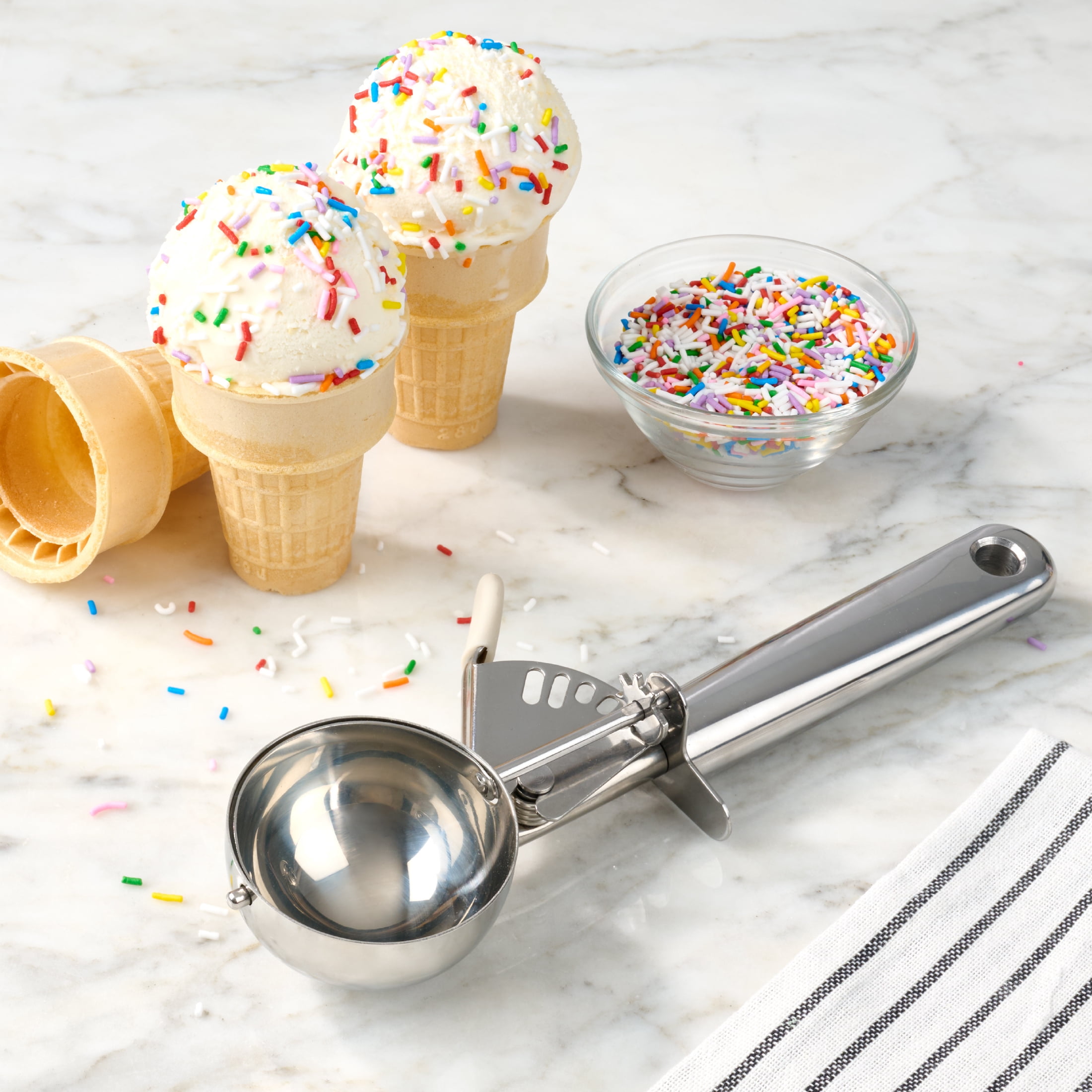 Mainstays Stainless Steel Ice Cream Scoop with Trigger Mechanism