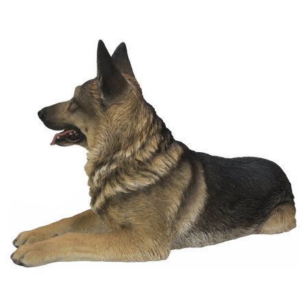 Hi-Line Gift 12” Animal Lying German Shepherd Garden Statue, Decorative