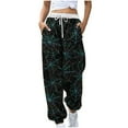 thumbnail image 2 of Teissuly Nouvelle Arrivée Pantalon de Survêtement pour Femmes Mode Halloween Toile d'Araignée Imprimée Taille Élastique Cordon de Serrage Bas Resserré Pantalon Décontracté à la Cheville avec Poches, Taille P-2TG, 2 of 5