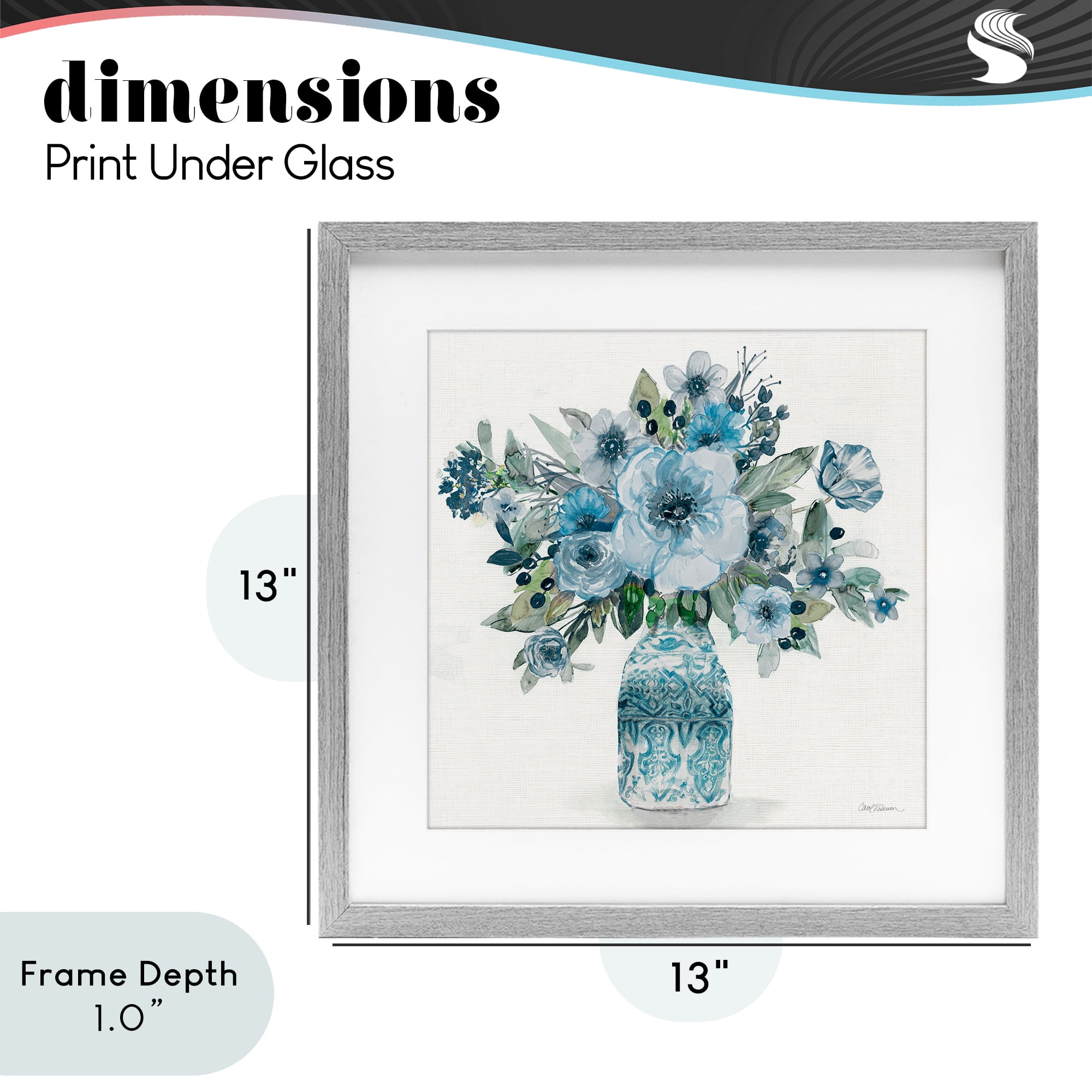Stupell Industries Pastel Blue Botanical Bouquet Gray Framed Print Under Glass, design by Carol Robinson