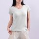 thumbnail image 2 of Mujeres Manga Corta Tops Casual, Color Sólido Cuello en V, Camiseta Casa Blusas para Mujeres, 2 of 7