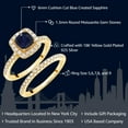 thumbnail image 2 of Gem Stone King 18K Yellow Gold Plated Silver Wedding Engagement Ring Band Bridal Cushion Blue Sapphire and Moissanite (1.82 Cttw, Gemstone Birthstone, Available in Size 5, 6, 7, 8, 9), 2 of 6