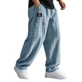 thumbnail image 2 of GrmtClth Embroidered Jacquard Texture Trousers Lightweight Breathable Baggy Pants Summer Beach Holiday Vacation Daily Outfit Light Blue 2XL, 2 of 4