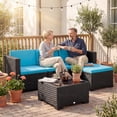 thumbnail image 2 of Outsunny Sectionnel d'Extérieur de Patio 5 Pcs avec Coussin, Turquoise, 2 of 10