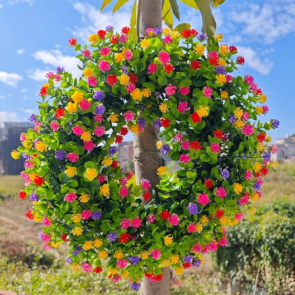 Colorful Cottage Wreath Spring Summer Hanging Ornament, Durable and Stable Beautiful Artificial Wreath,Handmade Wreath, All Seasons Welcome Sign Festival Party Decoration
