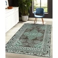thumbnail image 4 of Damask Decorative Rug, Curlicue Design Traditional Flourishes in Retro Themed Flowers Artwork, Quality Carpet for Bedroom Dorm and Living Room, 6 Sizes, Brown and Pale Teal, by Ambesonne, 4 of 4