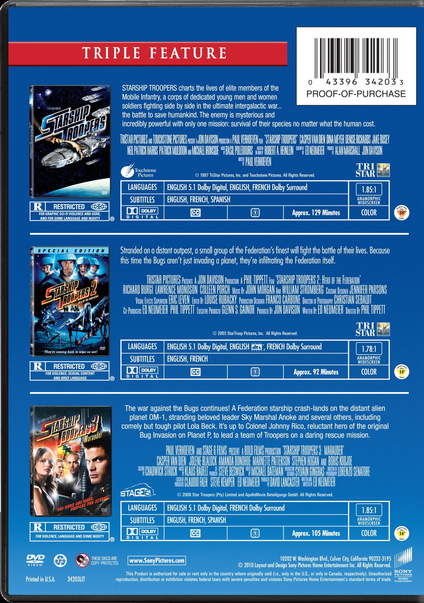 Sony Pictures Starship Troopers Trilogy Collection: Sci-Fi
