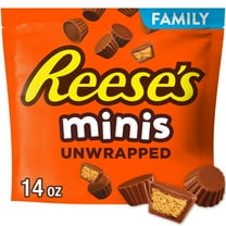 Reese's Minis Milk Chocolate Unwrapped Peanut Butter Cups Candy, Family Pack 14 oz