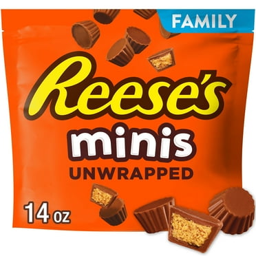 Reese's Minis Milk Chocolate Unwrapped Peanut Butter Cups Candy, Family Pack 14 oz