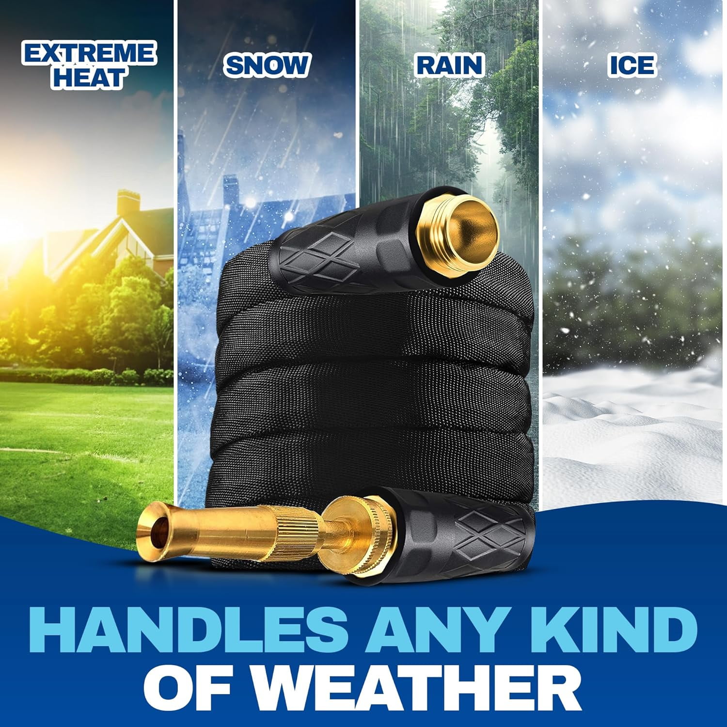 Bionic Flex Pro Garden Hose 50' ft Water Hose Outside Heavy Duty Lightweight Outdoor Hose Spray Nozzle Flexible Kink-Free