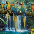 thumbnail image 5 of Orinice Tropical Parrot Shower Curtain Spring Nature Forest Waterfall Colorful Birds on The Branch Summer Lush Jungle Plant Natural Landscape Bathroom Polyester Fabric Curtain Set  69x72, 5 of 7