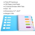 thumbnail image 3 of 5 Subject Notebook, A5 Notebooks and Journals Spiral Bund, Wide Ruled, Lab Professional Notepad, Colored Dividers with Tabs, 5.7”×8.27”, Hardcover Memo Planner for School Kids Girls Women, 3 of 7